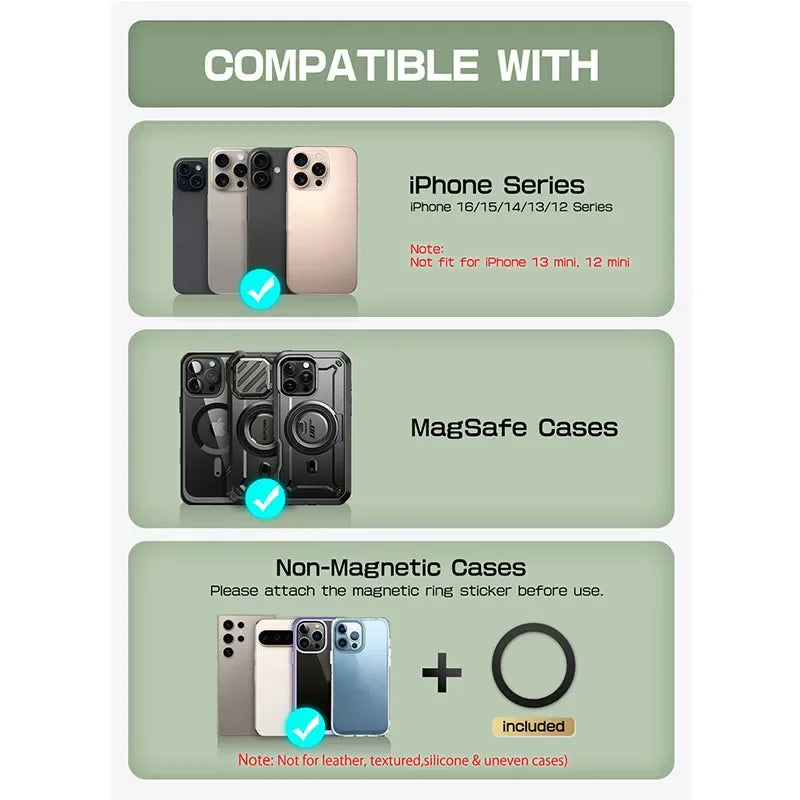 SUPCASE Magnetic Wallet Phone Stand Card Holder for iPhone 16/15/14/13 Series Strong Magnetic Lock Wallet with Stand