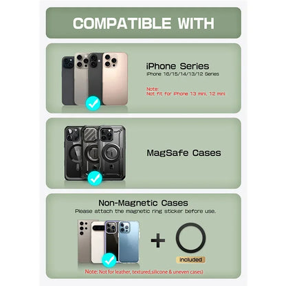 SUPCASE Magnetic Wallet Phone Stand Card Holder for iPhone 16/15/14/13 Series Strong Magnetic Lock Wallet with Stand