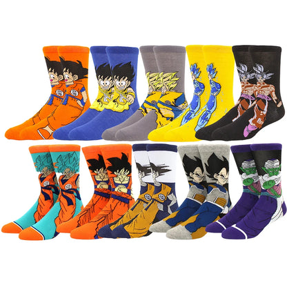 Dragon Ball Anime Socks - 5 Pairs Unisex Crew Socks for Men & Women