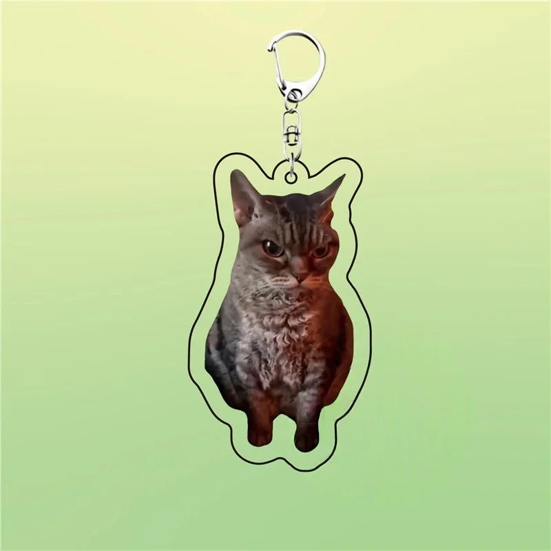 Huh Cat Keychain Meme Keychain  Fanny Cat Keyring Talking Cats Confused Cat Pandant Cute Gift