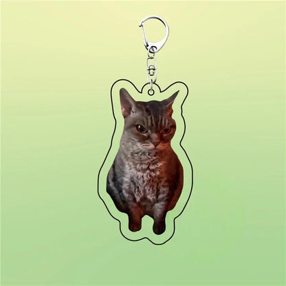 Huh Cat Keychain Meme Keychain  Fanny Cat Keyring Talking Cats Confused Cat Pandant Cute Gift