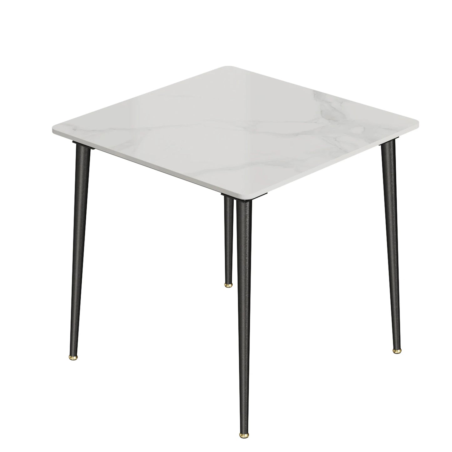 Square Restaurant Marble Dining Table Compact Dishes Serve Table with Metal Legs Kitchen Furniture for 4-6 Seats