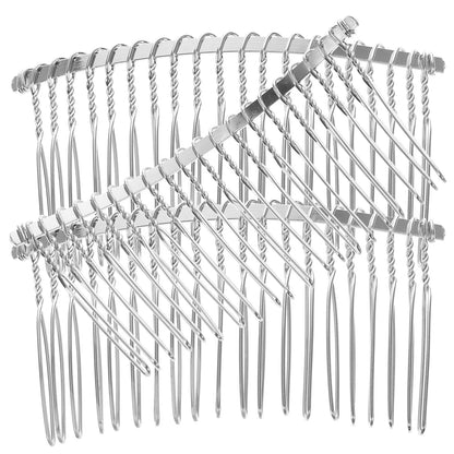 3 Pcs Iron Hair Comb 7 8cm Silver Metal Wire 20 Teeth Bridal Veil Comb Wedding Headdress Craft Hairpiece DIY Accessory For Pins