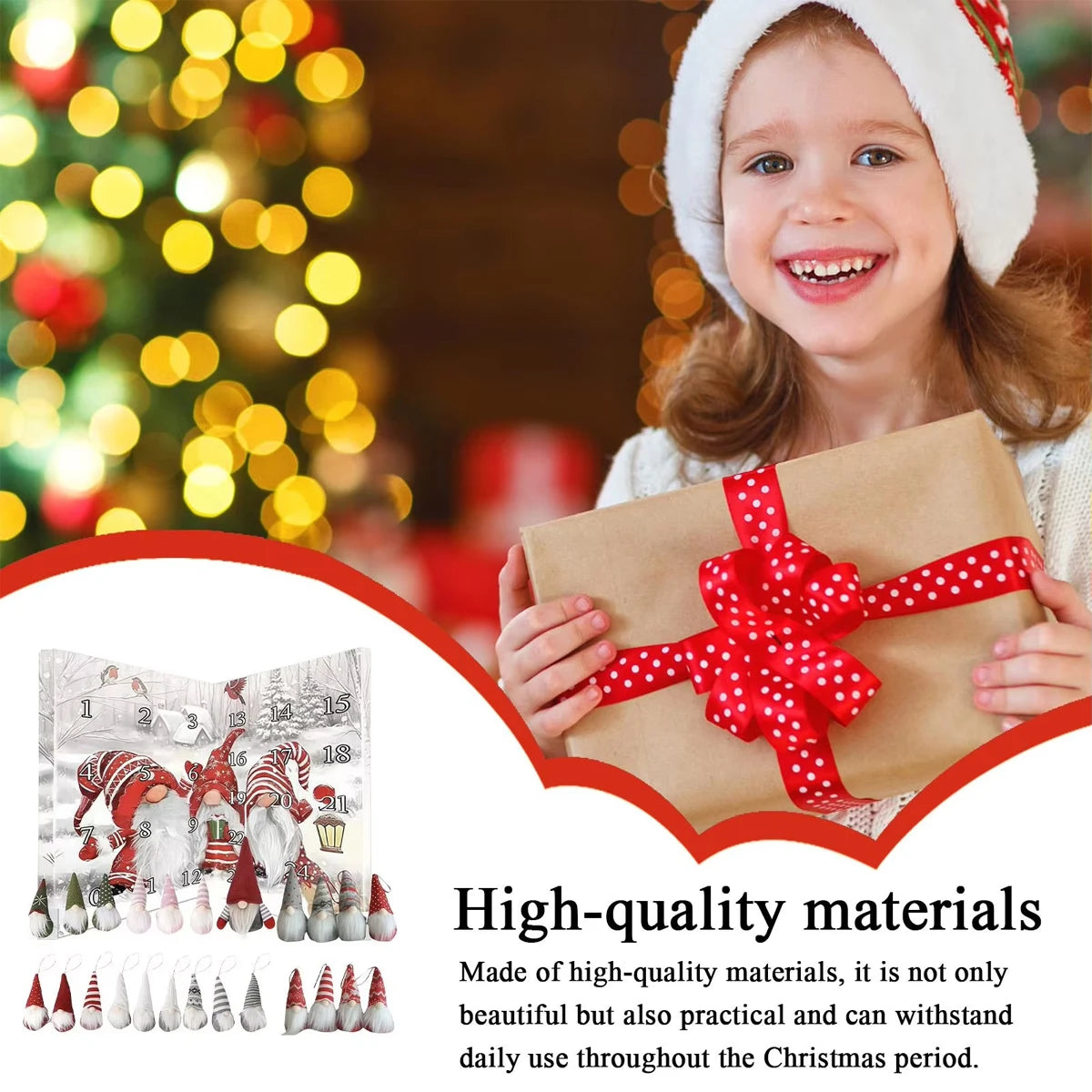 24-day Countdown Calendar Dwarf Dolls Ornaments for Centerpiece Desktop Mantel Christmas Tree 2025 Gnome Advent Calendar