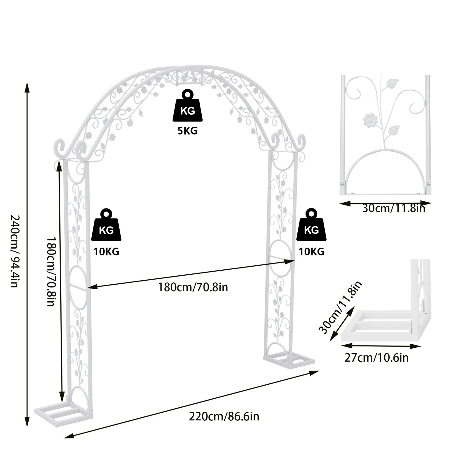 Heavy Duty Metal Wedding Arch, Garden Arbor, Trellis, Archway, Pergola, Balloon Decor Backdrop Stand