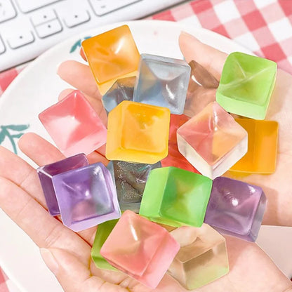 Ice Cube Shaped Fidget Toy Square Stress Relief Ball Squishy Squeeze Toys for Anxiety ADHD Stress Relief Sensory Toys for Adults