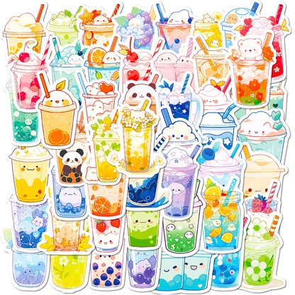 50PCS Cute Pearl Milk Tea Cartoon  Graffiti Stickers DIY Phone Guitar Laptop Notebook Suitcase Cup Waterproof Sticker Kids Toy