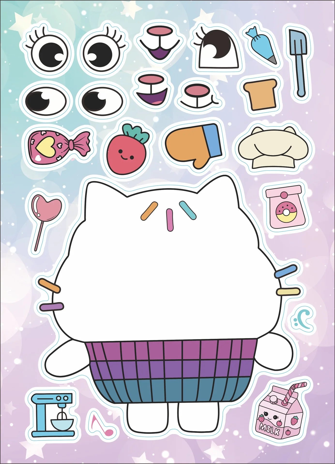 12Sheets Gabby's Dollhouse Make A Face Puzzle Stickers Kids Make Your Own DIY Game Children Cartoon Jigsaw Education Toys Gift