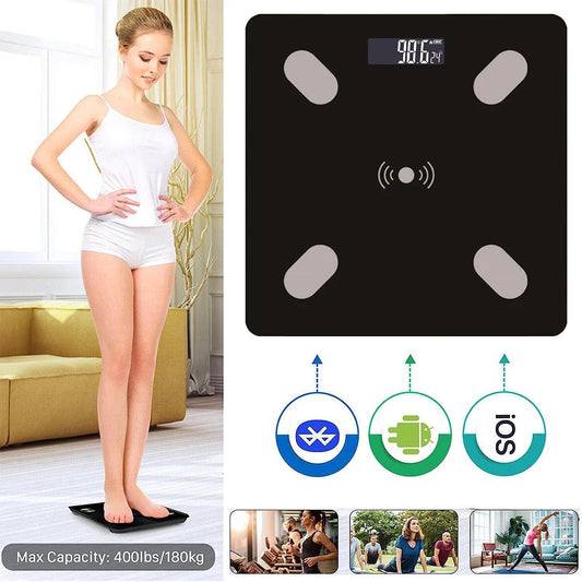 Digital Bathroom Scales 180KG Body Weight Weighing Scale LCD Electronic Black