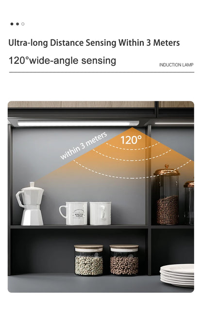 LED Bar Light Motion Sensor USB Rechargeable Led Night Light for Kitchen Wardrobe Cabinet Lighting 30cm/40cm/50cm Cabinet Light