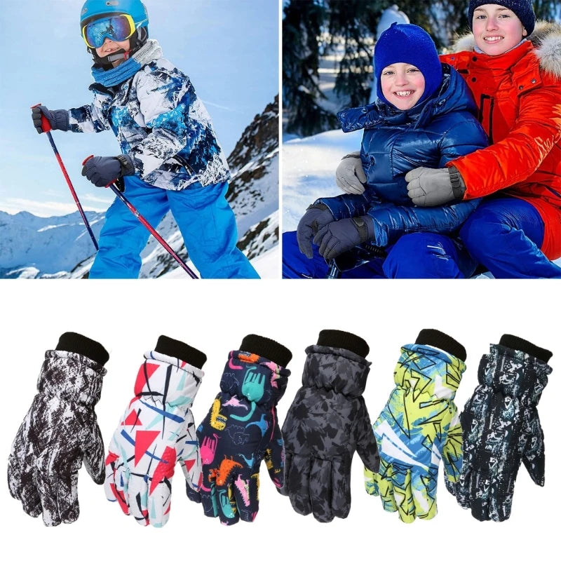 Kids Winter Ski Gloves - Waterproof Windproof Snow Mittens for Boys & Girls Ages 4-12