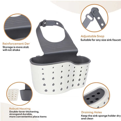 Home Storage Drain Basket Kitchen Sink Holder Adjustable Soap Sponge Shlf Hanging Drain Basket Bag Kitchen Accessories