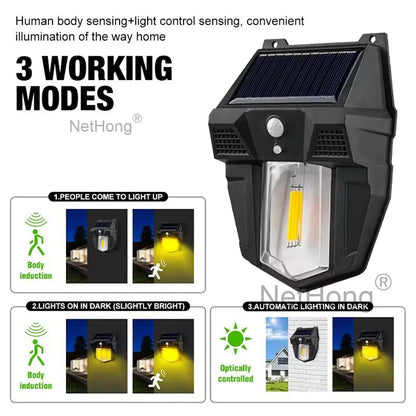 LED Solar Street Wall Light PIR Motion Sensor Security Outdoor Garden Lamp