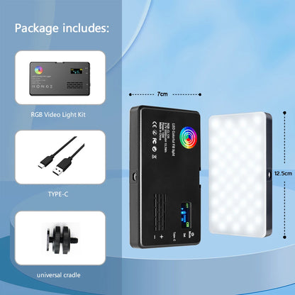 RGB LED Video Light Photography Fill Camera Lighting Panel CRI95+ 2500-9000K LCD Display Cold Shoe For Vlog Live Streaming DSLR