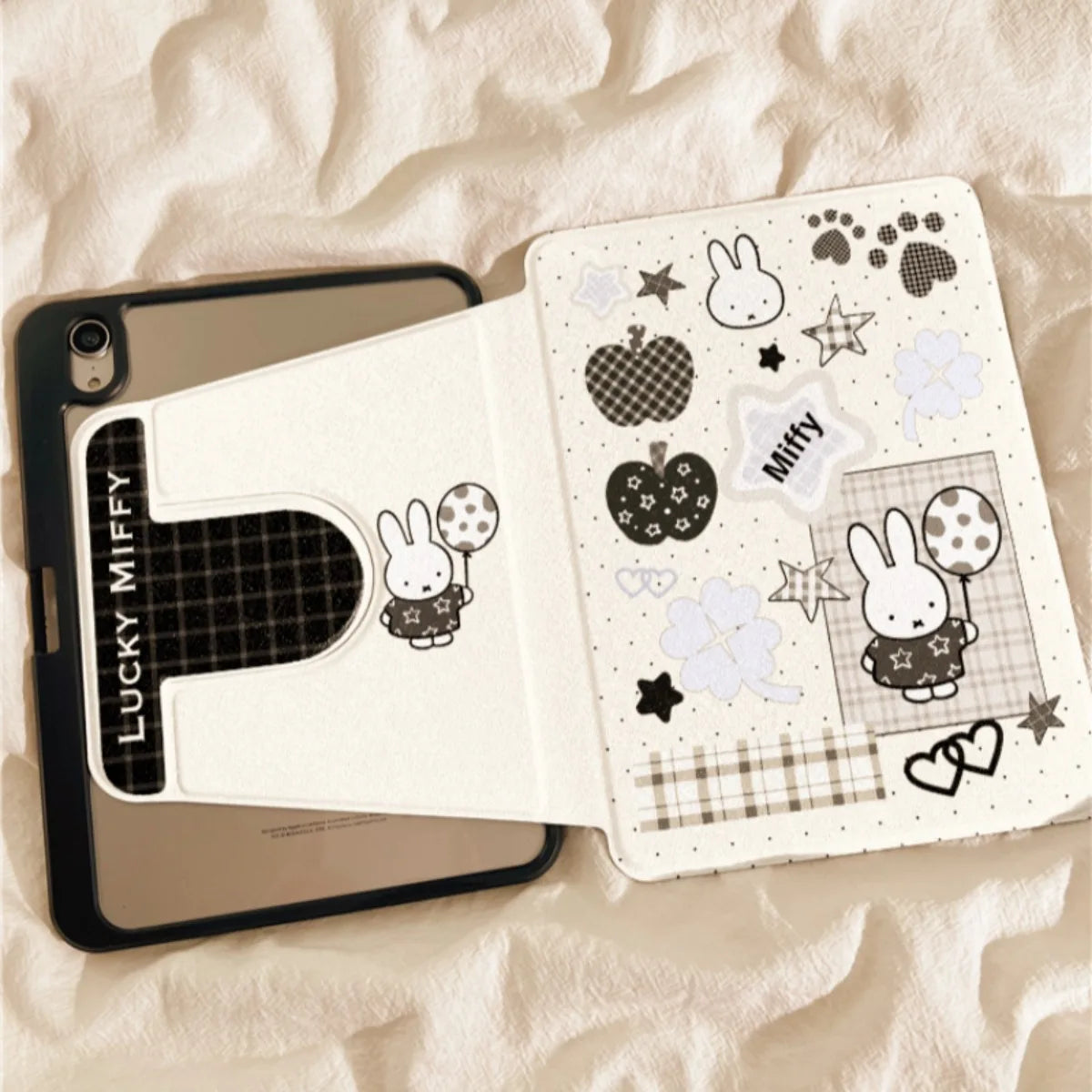 Kawaii Miffy Hasen-Tablet-Hülle, niedliche Cartoon-Ballon-Miffy-Hasen-Acryl-iPad10/air6-Tablet-Hülle, iPad11