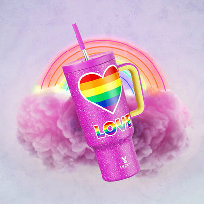 Meoky Cup 40oz Large Tumbler Straw Cup with Lid leak-proof Sainless Steel Vacuum Insulated Car Mug Water Bottle Pride Month
