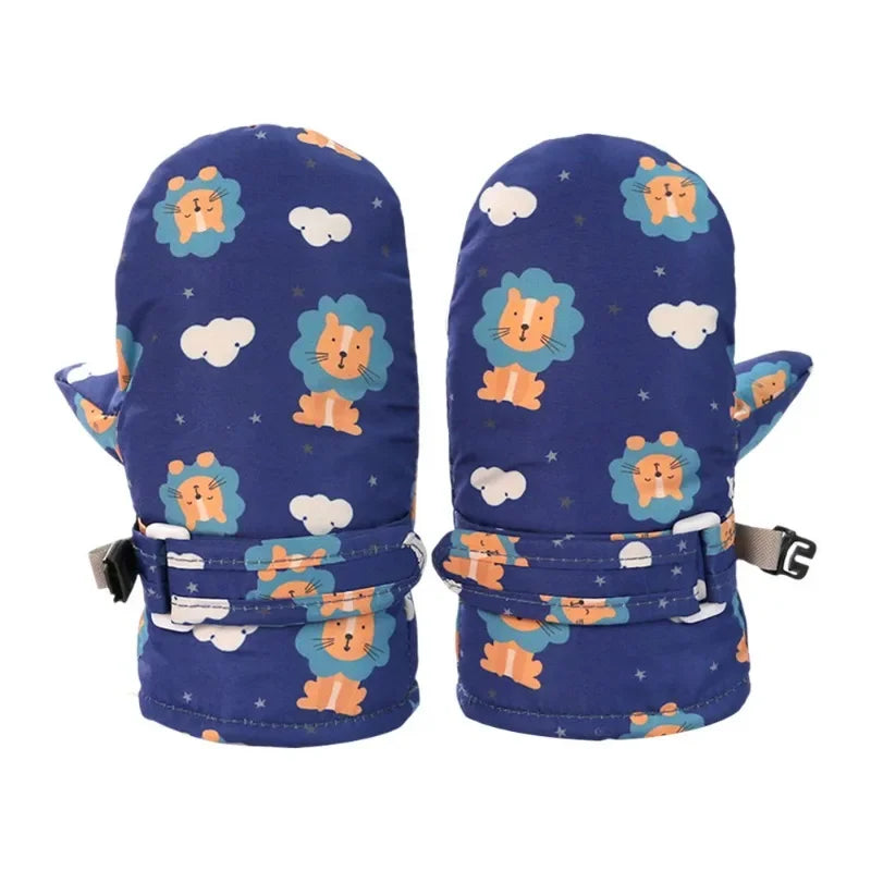 Kids Winter Ski Gloves - Waterproof Cartoon Mittens for Boys & Girls Age 4-6