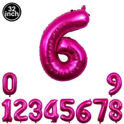 32inch Hot Pink Rose Foil Number Balloons Girls Birthday Pink Large Number Balloon Birthday Wedding Baby Shower Party Decor