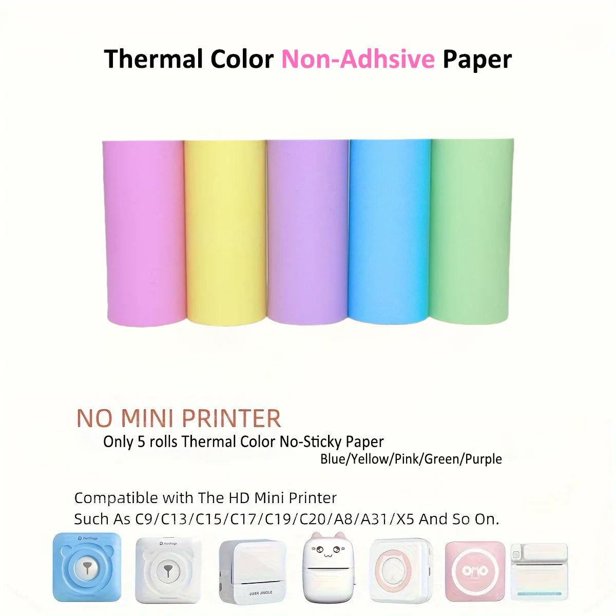 Kids Camera Instant Print Refill for Kids Instant Camera Thermal Printing BPA Free,57x25mm White Non-Adhesive Photo Print Rolls
