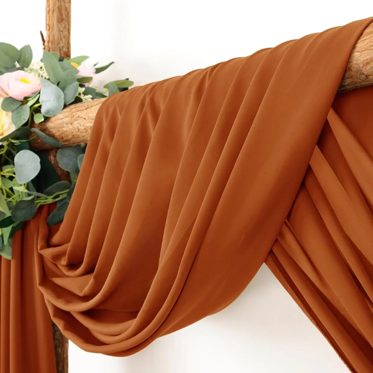 70X500cm Rust Chiffon Wedding Arch Draping Fabric Terracotta Solid Drapery Ceremony Reception Backdrop Curtain Party Swag Decor