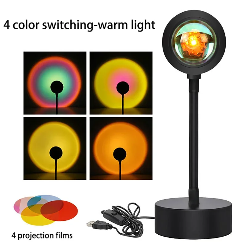 Sunset Lamp Projection Led Lights with Remote 16 Colors Night Light 360° Rotation Rainbow Lights 4 Modes Setting for Photograph
