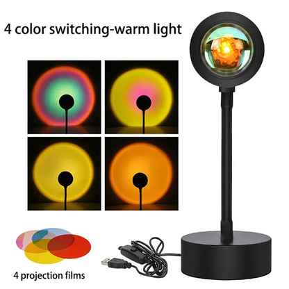 Sunset Lamp Projection Led Lights with Remote 16 Colors Night Light 360° Rotation Rainbow Lights 4 Modes Setting for Photograph