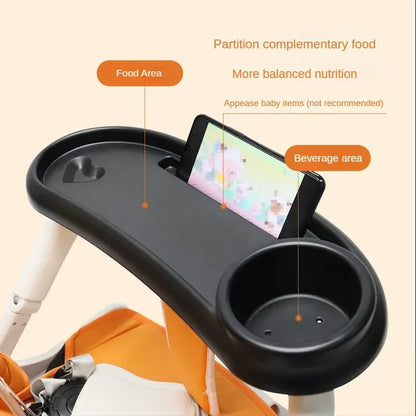 3-in-1 Baby Stroller Tray with Cup Holder & Phone Stand - Universal Toddler Snack Table Accessory