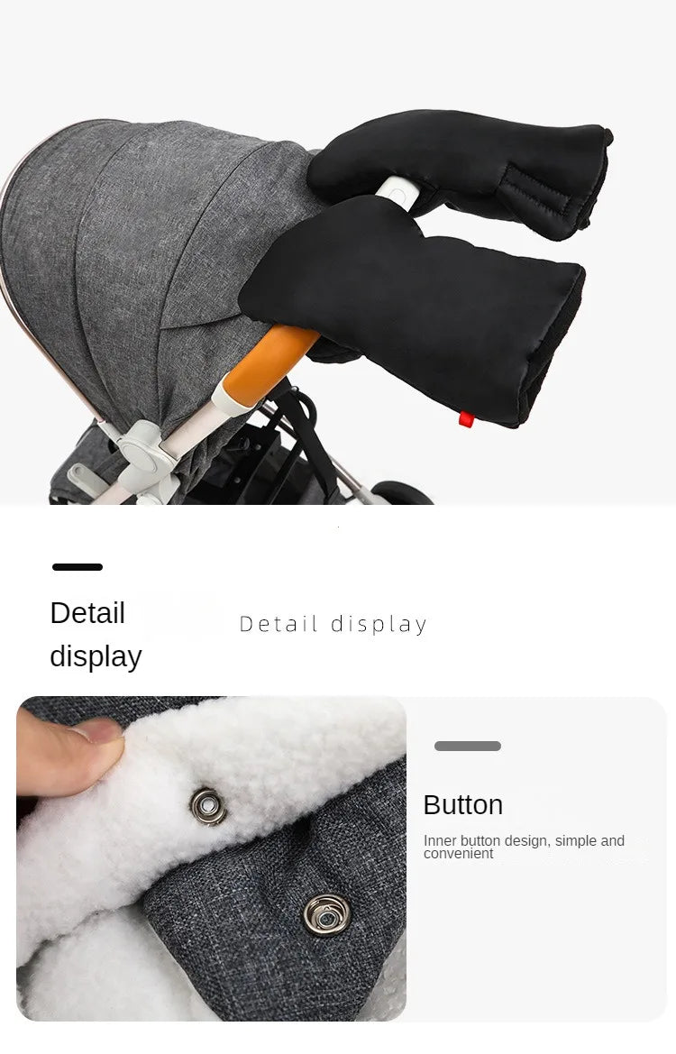 Baby Stroller Gloves Waterproof Warm Winter Antifreeze Mittens With Tissue Phone Bag Transparent Can Be Touch Screen