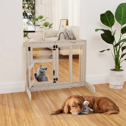 Tempered Glass Dog Gate Adjustable Length From 77 to 100cm Pet Door Gate Barrier Fence Panels