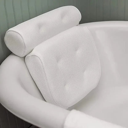 1 spa bathtub pillow with anti slip suction cups for neck and back support, bathtub/bathroom accessory