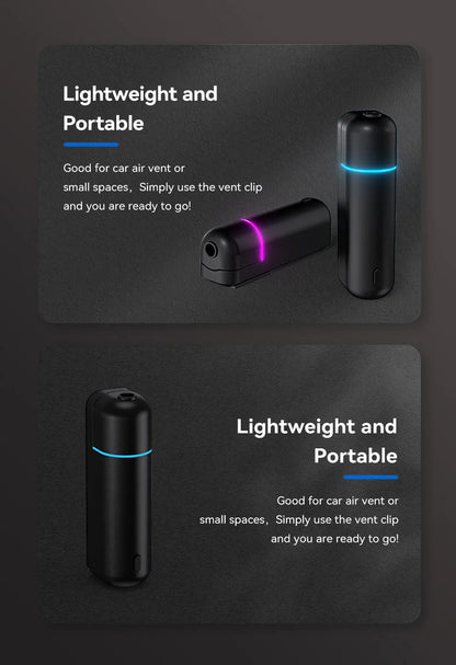 Car Aroma Diffuser Mini USB Rechargeable Scent Machine Fragrance Oil Car Air Freshener Essential Oil Diffuser Vent Clip
