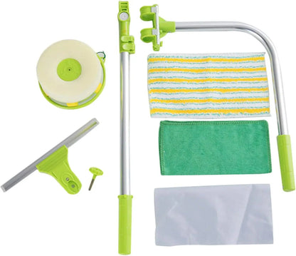 Window Squeegee Cleaner, Glass Dust High-Rise Window Cleaning Brush, Telescopic Pole, 2 in 1 Sponge Squeegee Equipment