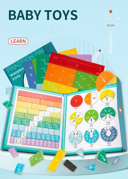 Montessori Magnetic Fraction Learning Math Toy Montessori Arithmetic Teaching Aids Wooden Book Educational Toys For Children