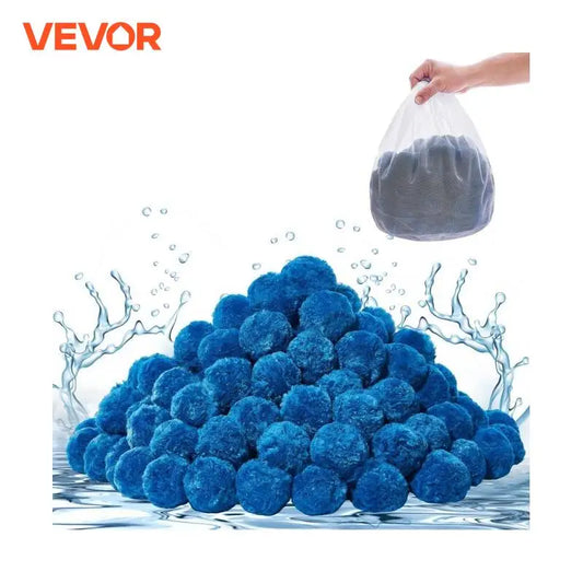 VEVOR Pool Filter Balls 1.5 lbs-4.6 lbs Reusable Blue / White Polyester Fiber Filter Media with Wash Bag, for Pool Aquarium Tank