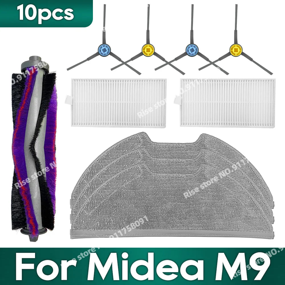 Compatible for Midea M9, EUREKA E10s, Obode A8 Vacuum Cleaner Accessories Main Side Brush Hepa Filter Mop Rag Replacement Parts