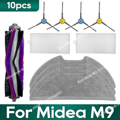 Compatible for Midea M9, EUREKA E10s, Obode A8 Vacuum Cleaner Accessories Main Side Brush Hepa Filter Mop Rag Replacement Parts