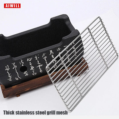 AIWILL Portable BBQ Grill Korean Food Carbon Furnace Barbecue Stove Charcoal Cooking Oven Household Outdoor Reusable Grill Box