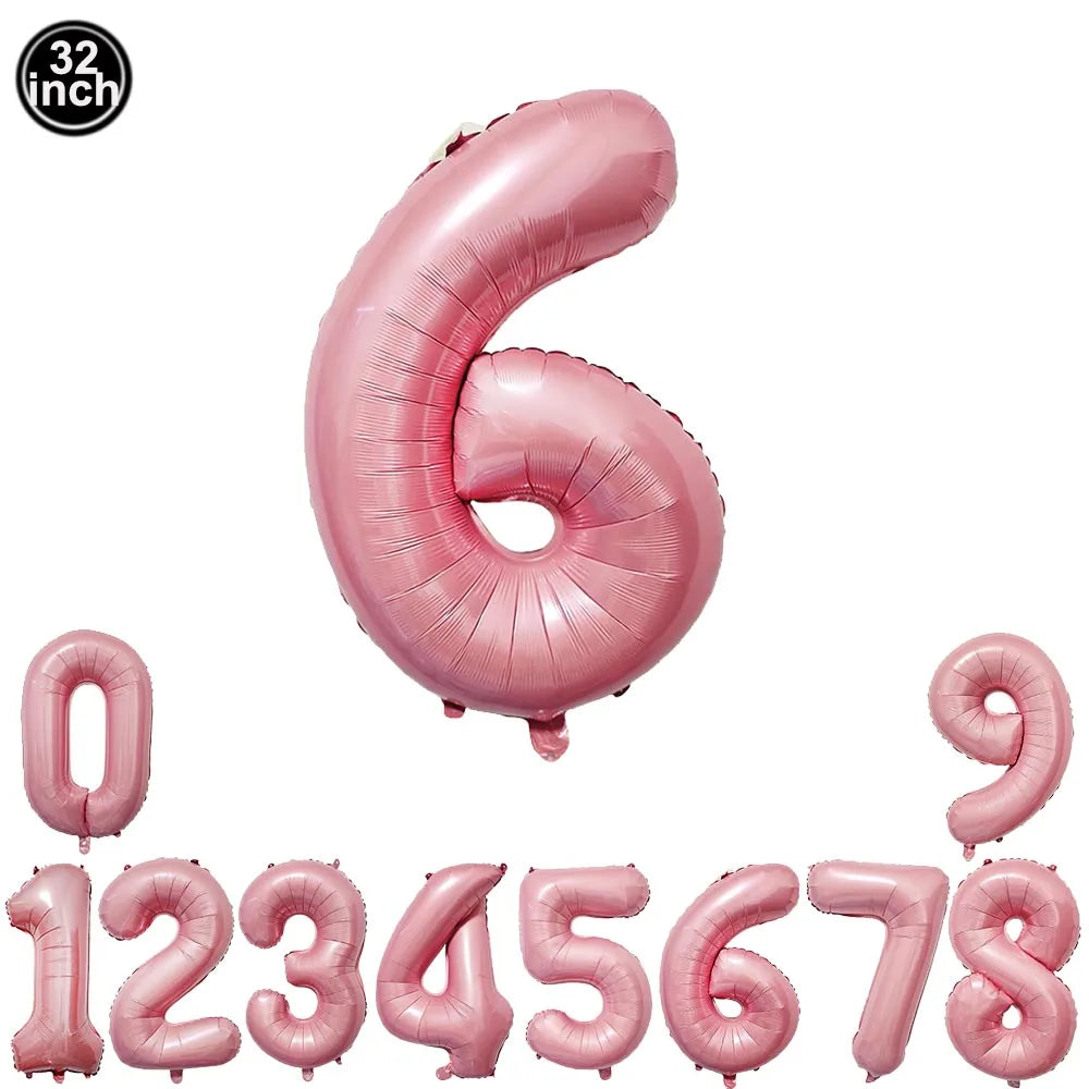 32inch Hot Pink Rose Foil Number Balloons Girls Birthday Pink Large Number Balloon Birthday Wedding Baby Shower Party Decor