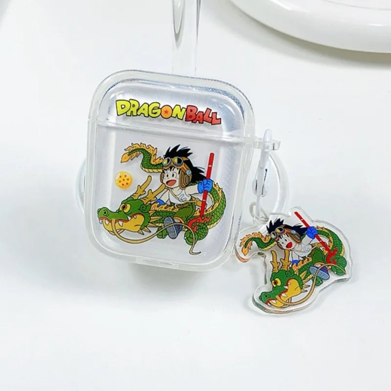 Dragon Ball Z Son Goku Anime Transparent Earphone Case for Airpods 4 1 2 3 Pro 2 Protective Shell with Pendant Headphone Cover