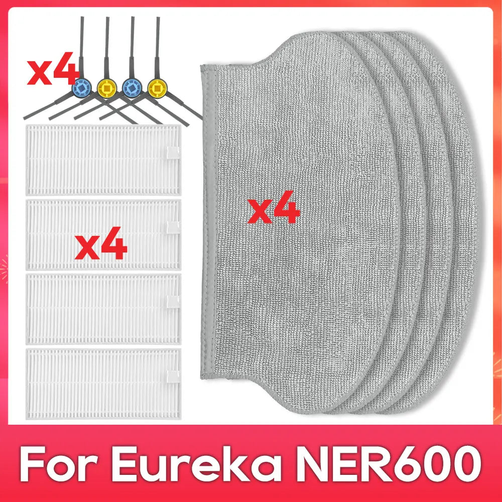 Fit For ( Eureka NER600 ) Roller Main Side Brush Hepa Filter Mop Rag Robot Vacuum Cleaner Spare Part Accessory Replacement Kit