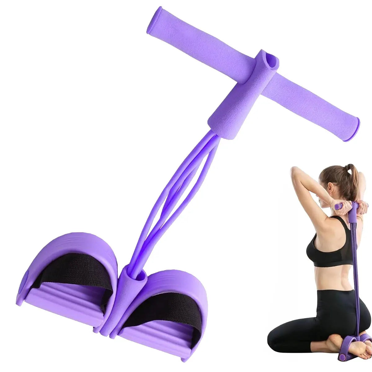 Tension Rope Sit-up Handle Waist Abdomen Exercise Training Elastic Yoga Pedal Puller Resistance Band Fitness Equipment