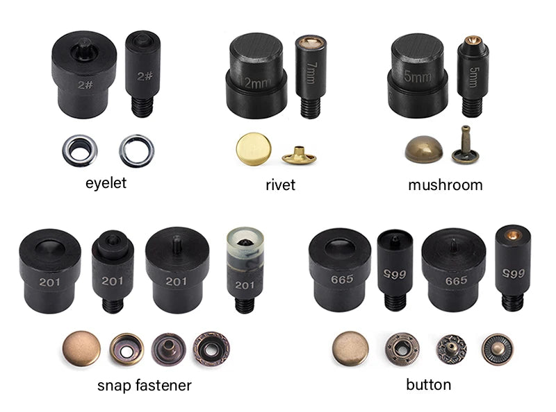 WUTA Manual Button Installation Tool Mute Punching Mushroom Rivets, Eyelet Hand Pressing (without /with Machine) DIY Craft Tools