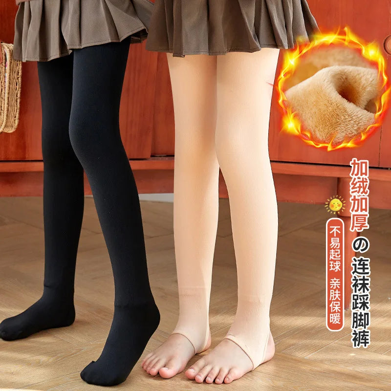 Winter Girls Tights Thicken Warm Pantyhose for Kids Skin/black Children Stocking Teenager Pantys Baby Ballet Underpants