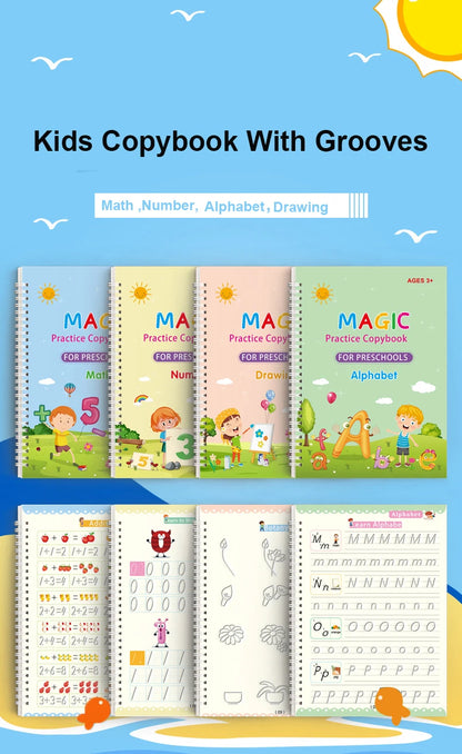 Writing Exercise Books English Groove Magic Practice Copybook Children's Book Learning Numbers Letters Alphabet Calligraphy Gift