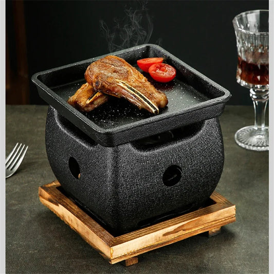 Aluminum alloy tea cooker Small oven Korean style cast iron barbecue dish portable grill korean bbq Japanese charcoal grill