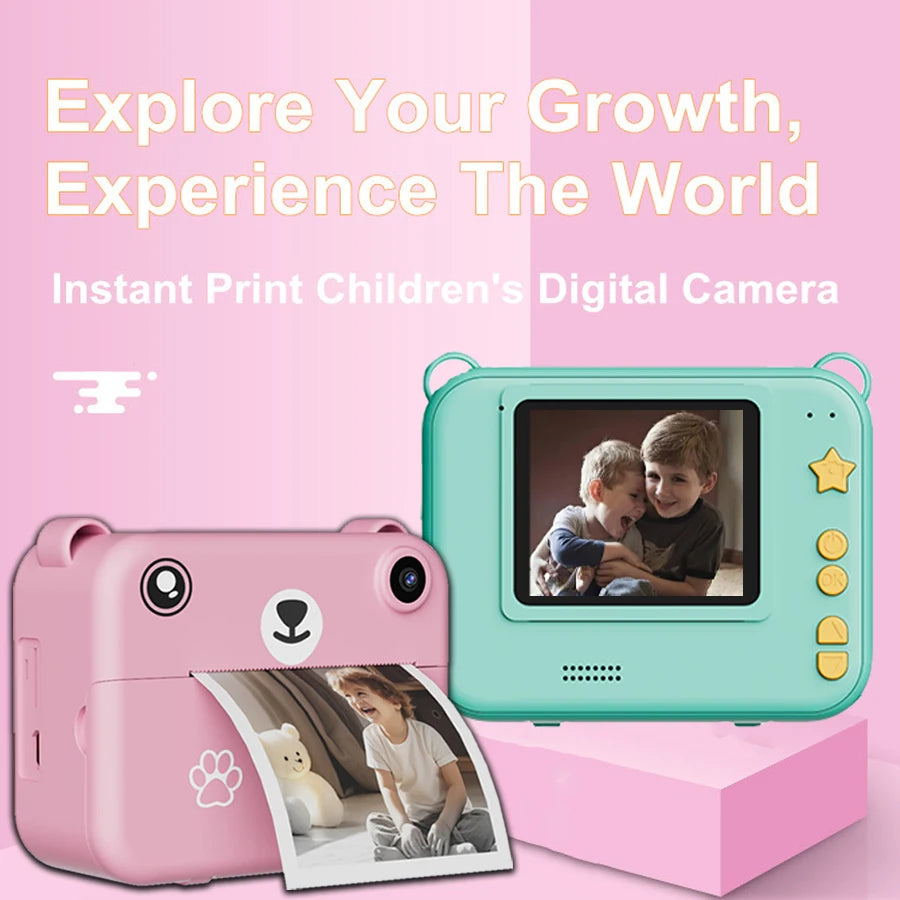 Digital Children Camera Photography Instant Print Camera 1080P HD Video Recorder Mini Thermal Printer Educational Birthday Gifts
