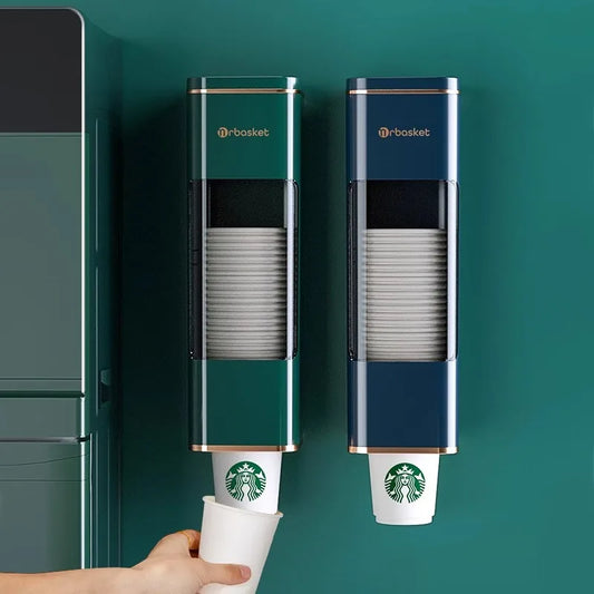 Disposable Cup Holder Cup Extractor Wall Mounted Non Perforated Dust-Proof Moisture-Proof Storage Rack