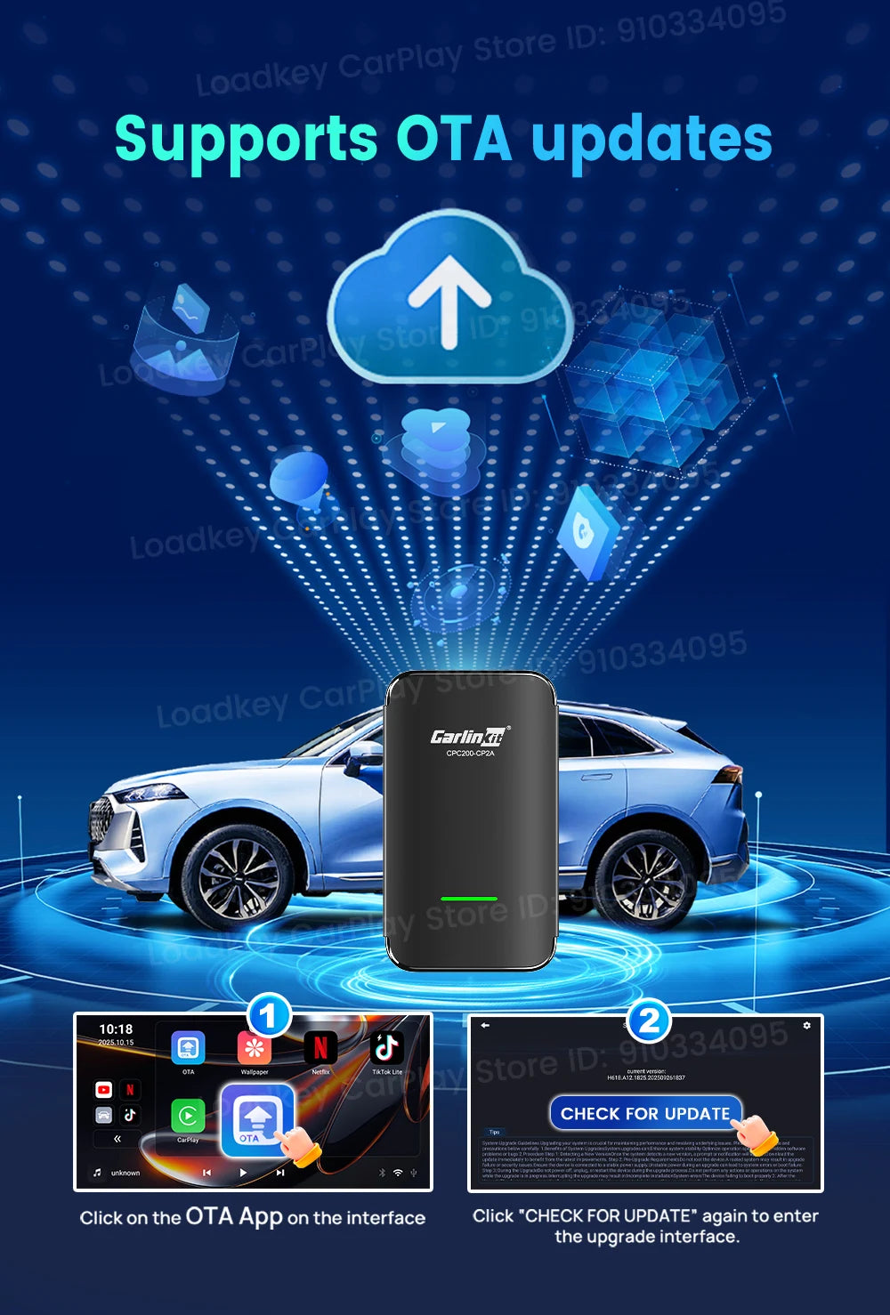 CarlinKit CP2A Pro Ai Box Wireless Adapter CarPlay Android Auto Wireless Smart CarPlay Box Support YouTube Netflix TikTok 5G USB