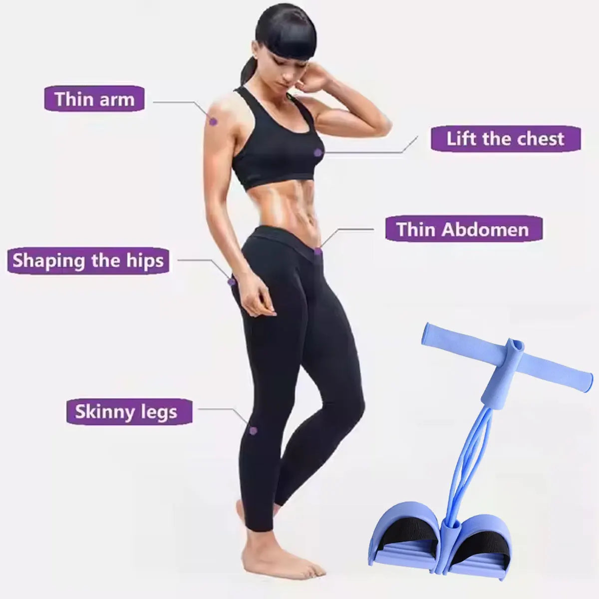 Tension Rope Sit-up Handle Waist Abdomen Exercise Training Elastic Yoga Pedal Puller Resistance Band Fitness Equipment