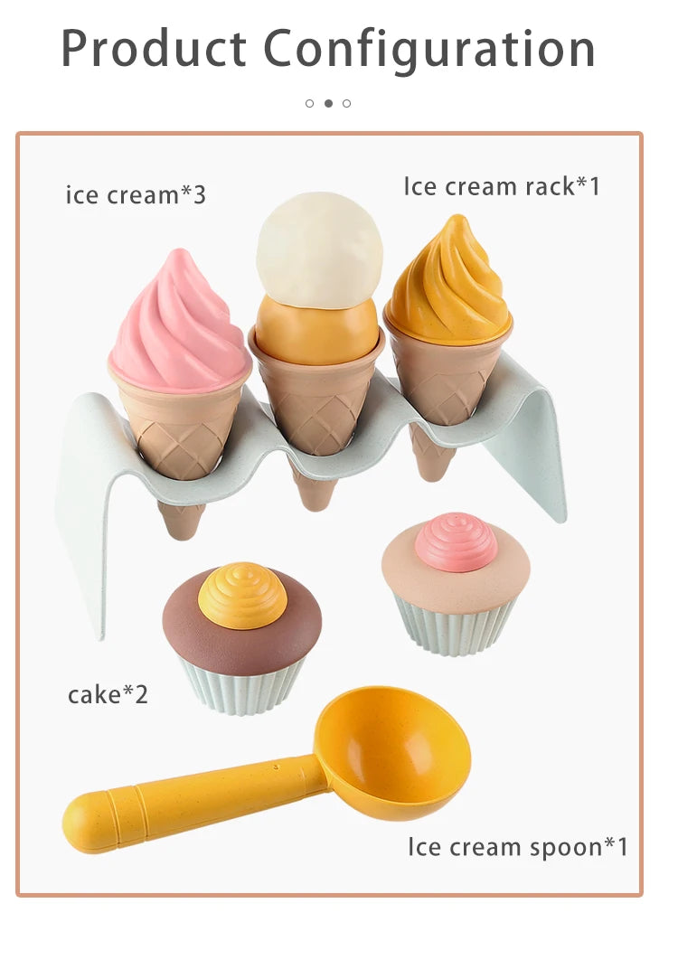 Children Beach toys play sand wheat straw material ice cream toys digging sand tools environmental Nordic wind outdoor